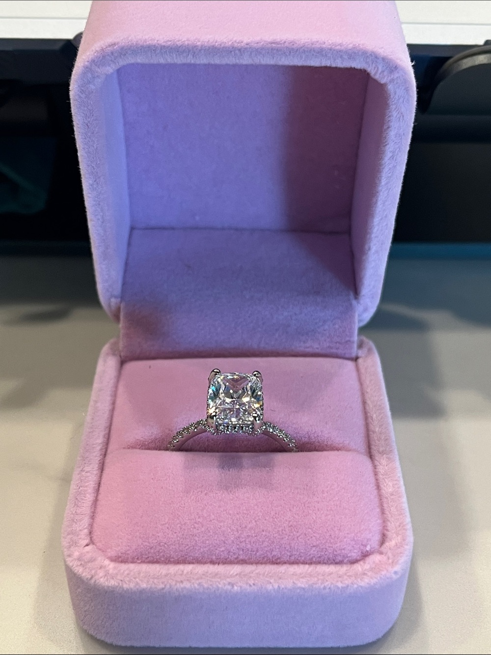 Cushion-Cut Moissanite Ring - 14k White Gold